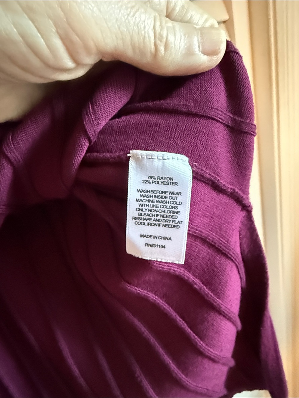 The Limited - Ribbed Button-Front Side Slit Cardigan - Plum - Size M - Picture 6 of 9